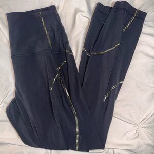 Special Addition Lululemon Black Leggings with Gold Stitching